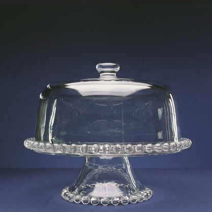 Prato para Bolo com Pé de Cristal e Tampa Pearl 31cm x 25cm - Wolff