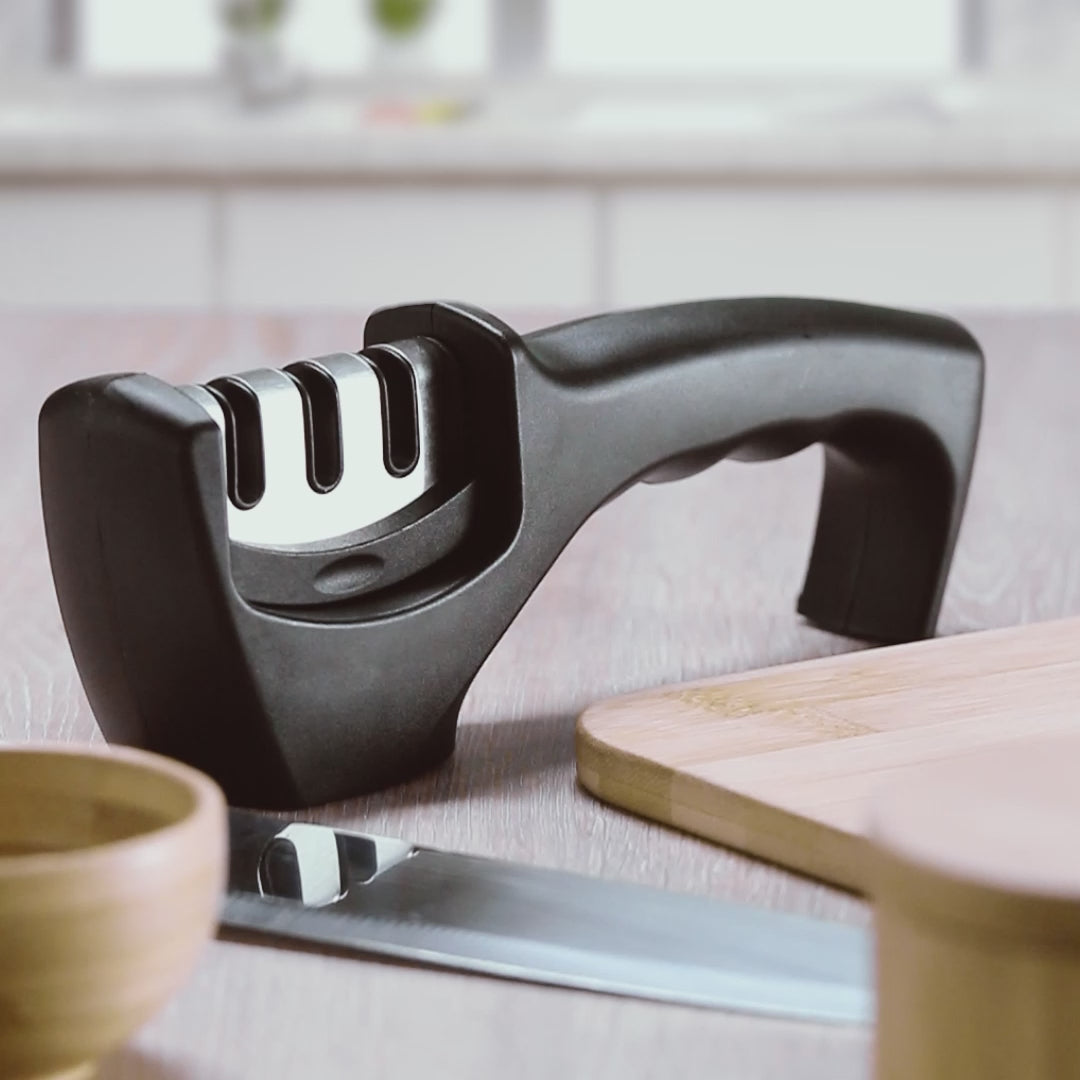 Afiador de Faca Premium em Aço Inox e ABS Black 20cm x 5cm x 7,5cm - Lyor