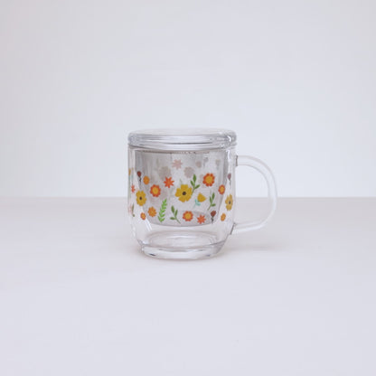 Caneca com Infusor e Tampa Primavera com Flores Lilás 330ml Vidro - Lyor