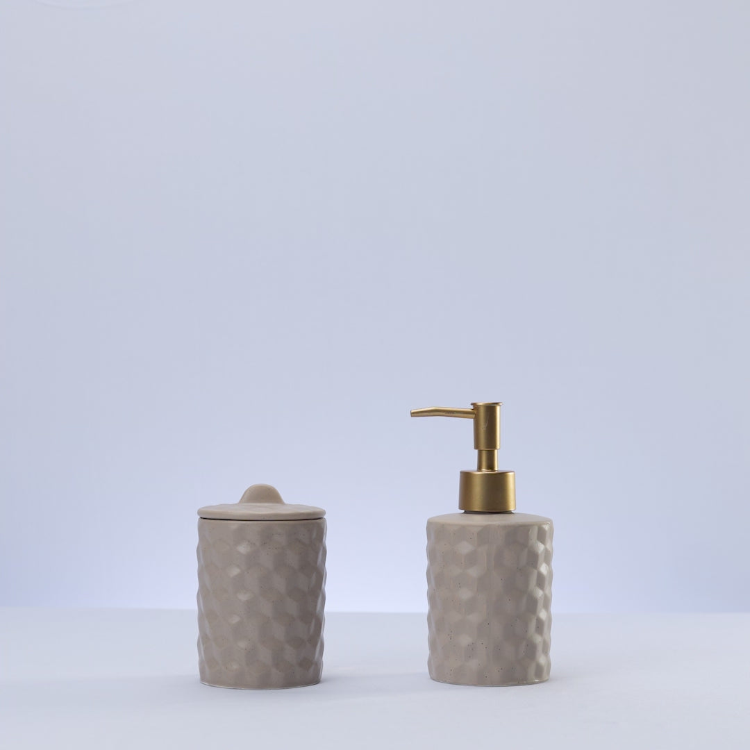 Conjunto 2 Peças para Banheiro de Cerâmica Cube Bege - Lyor