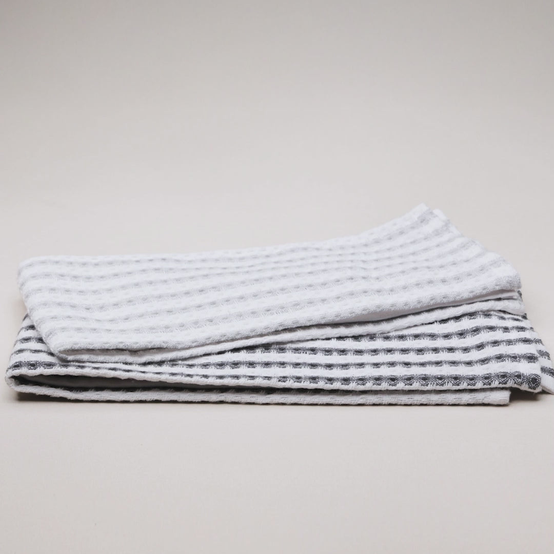 Conjunto 2 Panos de Prato  Verona 60cm x 40cm Cinza e Branco Algodão - Lyor