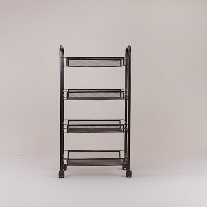 Carrinho Organizador Multiuso de Metal 4 Prateleiras com Rodinhas Preto 44cm x 26cm x 83cm -Lyor