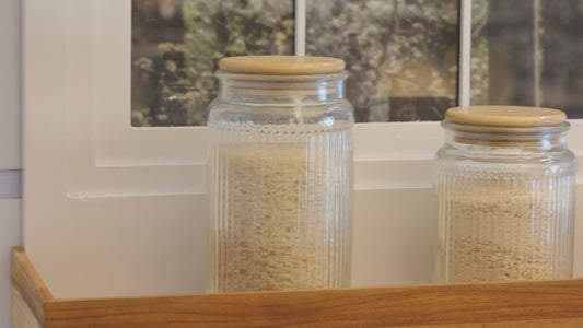 Porta Mantimento de Vidro com Tampa de Bambu Lines 950ml - Wolff