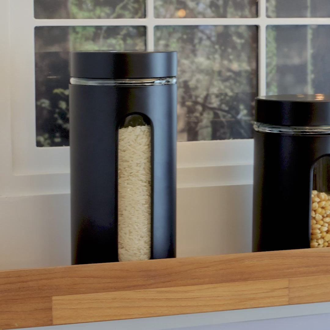 Porta Mantimento de Vidro e Metal com Visor - Wolff