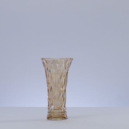 Vaso de Vidro Diamond Âmbar Metalizado 8cm x 8cm x 15cm - Lyor