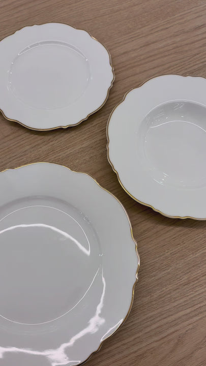 Aparelho de Jantar 42 Peças de Porcelana Maldivas Branco com Fio de Ouro - Wolff