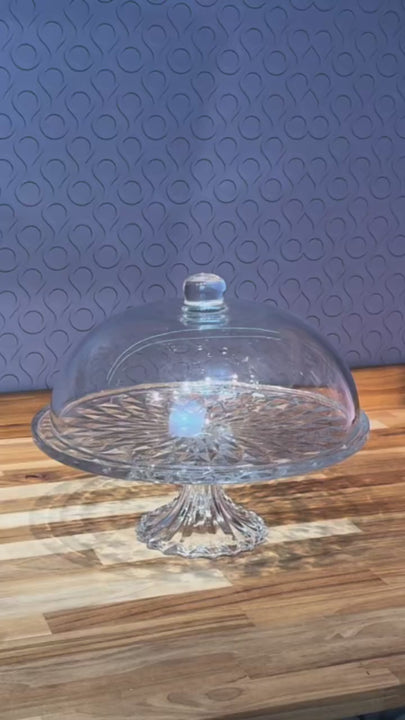 Prato Bolo Diamond com Pé 31cm x 31cm x 23,5cm Cristal - Lyor