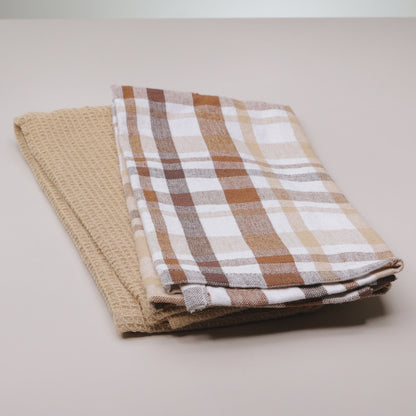 Conjunto 2 Panos de Prato Verona Marrom Algodão - Lyor