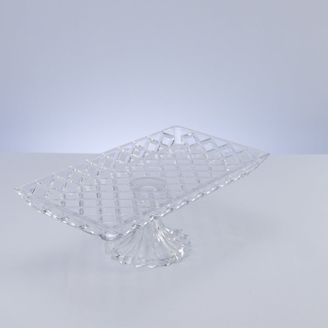 Travessa para Servir de Cristal com Pé Deli Diamond 34,5cm x 18,5cm x 11,5cm - Lyor