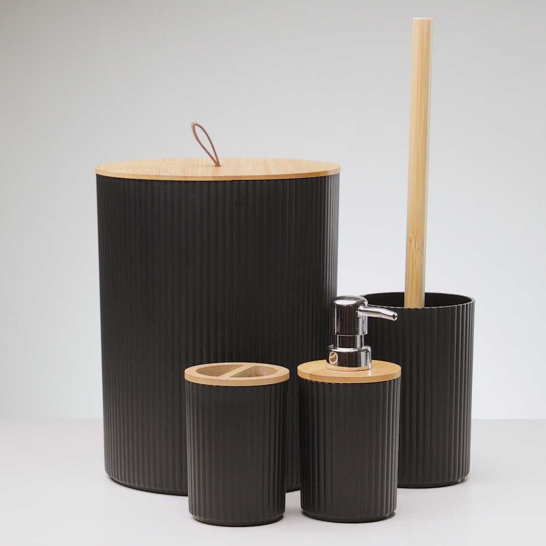 Conjunto 4 Peças para Banheiro Preto Plástico Lyor