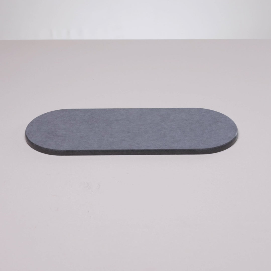Bandeja Oval Absorvente para Pia 28cm x 11cm Cinza Escuro Pedra Diatomita - Lyor