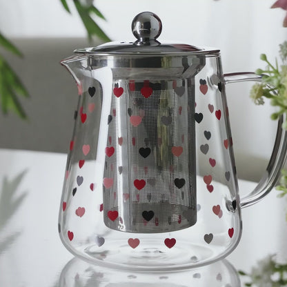 Chaleira de Vidro Borossilicato com Filtro de Aço Inox Love 750ml - Lyor