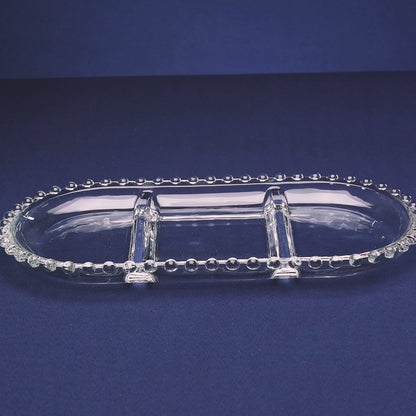 Petisqueira de Cristal com 3 Divisões Oval Pearl 30cm x 15cm x 2cm - Wolff